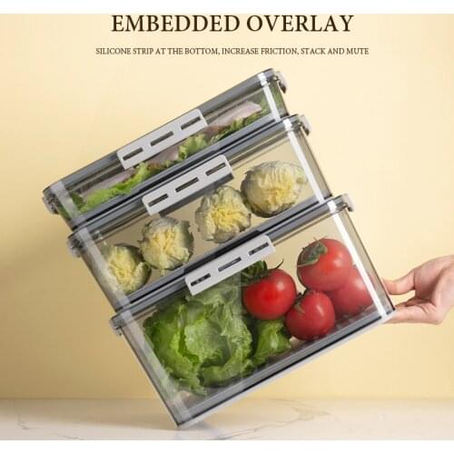 Kitchen Refrigerator Organizer Basket Container Partitioned Adjustable Food Storage Box With Lid Space Saver Slide Fridge Rack