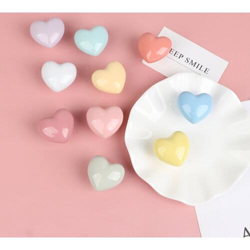 Cute Single-hole Round Drawer Handle Cartoon Color Ceramic Hand-in-hand Wardrobe Door Hand-in-hand Childrens Room Crystal Knobs