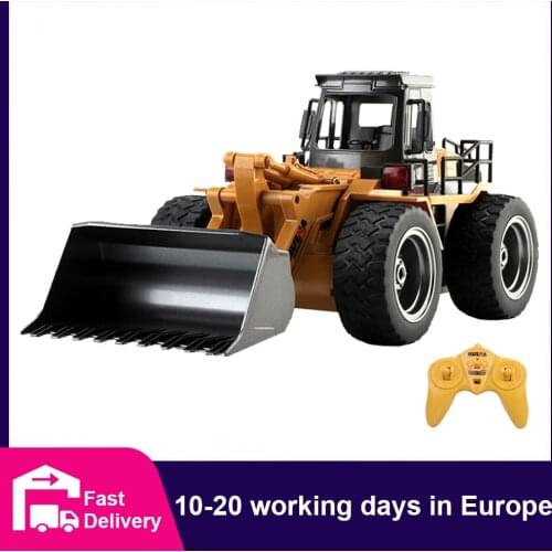HUINA 1:18 RC Truck Bulldozer Caterpillar Alloy Tractor Model Engineering Cars Excavator 2.4G Radio Controlled Car Toys For Boys