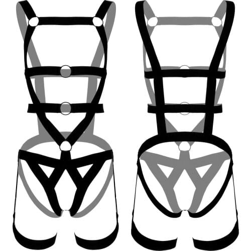 Men Exotic Body Shoulder Chest Elastic Restraints Belt Double Shoulder Straps Bodysuit Leg Ring Night Club Pole Dancing Costume
