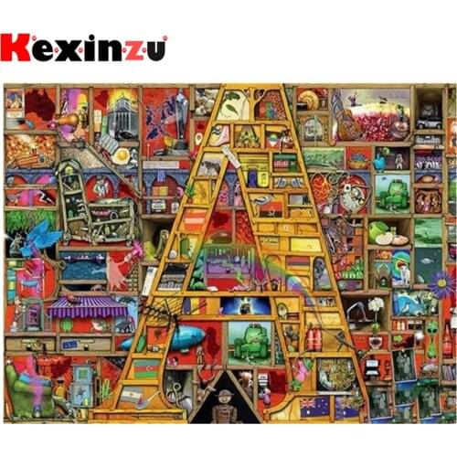 Kexinzu Full 5D DIY Square/Round Diamond Painting"bookshelf Scenery" 3D Embroidery Cross Stitch Mosaic diamondpainting Gift