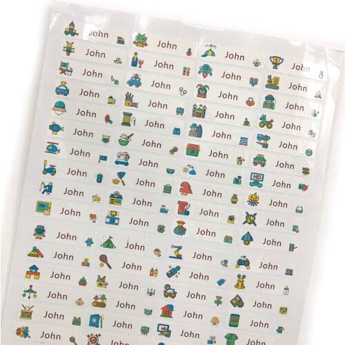 80Pcs Boy Robot Name Stickers Custom Waterproof Pen Labels Personalized Cartoon Tags For School Supplies Stationery Scrapbooking