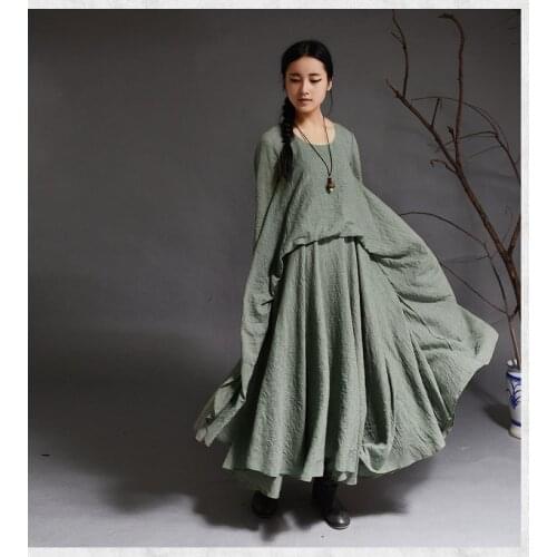 2014 New womens autumn long-sleeved female literary temperament fresh cotton dress Ladys Dresses 15903