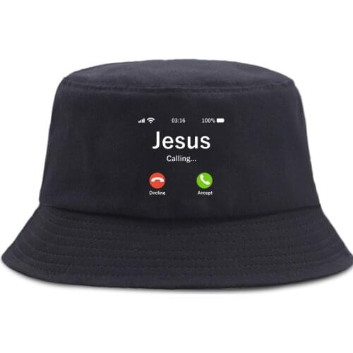 Jesus Calling Accept Or Decline Bucket Hat Fashion Street Panama Cap Foldable Hip Hop Sun Caps Outdoor Sunscreen Fisherman Hats