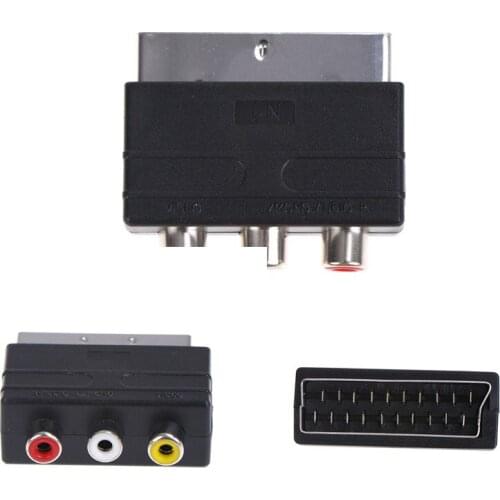 For Video DVD Recorder TV Television Projector Scart to 3 RCA S-Video Adapter Composite RCA Phono Adaptor Converter AV TV Audio