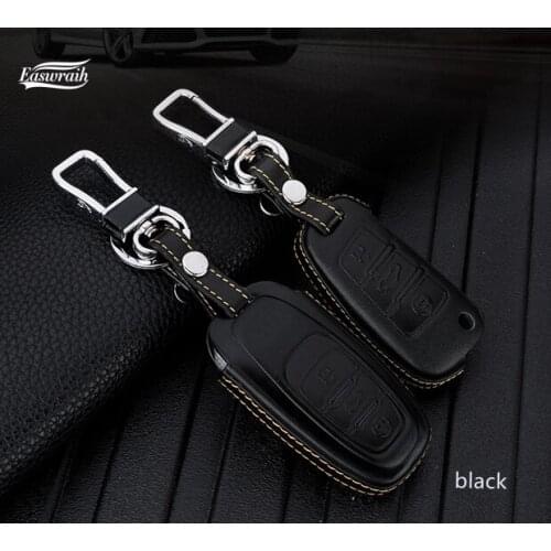Gift Leather Car Key Cover Holder Case Ring For Audi A1 A3 A4 A5 Q3 Q5 Q7 A6 C5 C6 A7 A8 R8 S4 S5 S6 S7 S8 SQ5 RS5 A4L A6L