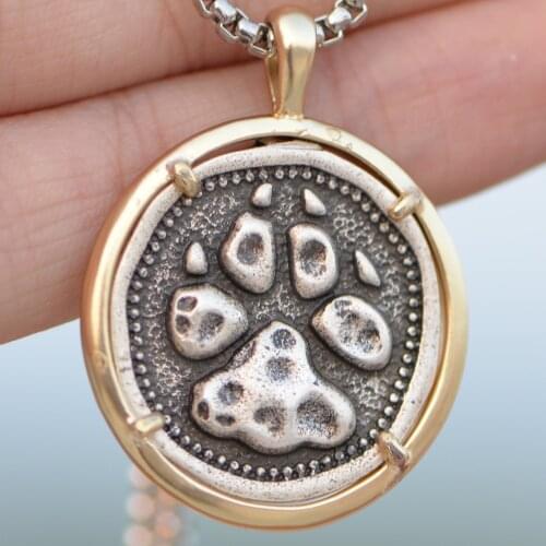 Mens Viking Necklace, WHolesale and Dropship Brass Metal Wolf Nordic Pendant Norse Celtics Wolf PAW Pendant Salvic Jewelry A274