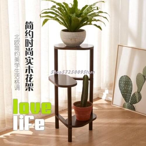Solid wood Chinese multi-layer flower pot rack Nordic floor shelf indoor balcony living room decoration rack corner flower shelf