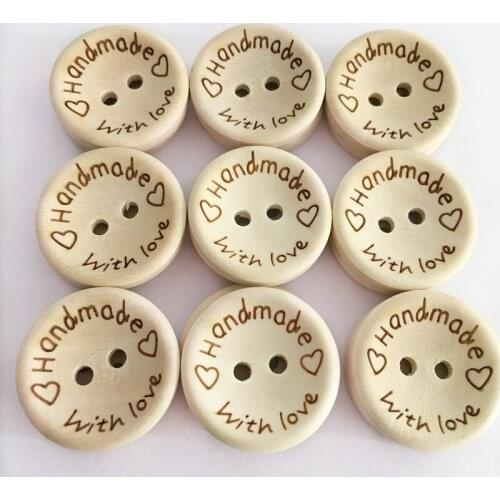 50Pcs/lot Wooden Buttons Clothing Decoration Wedding Decor Handmade Letter Love DIY Crafts Scrapbooking for Sewing Accessories