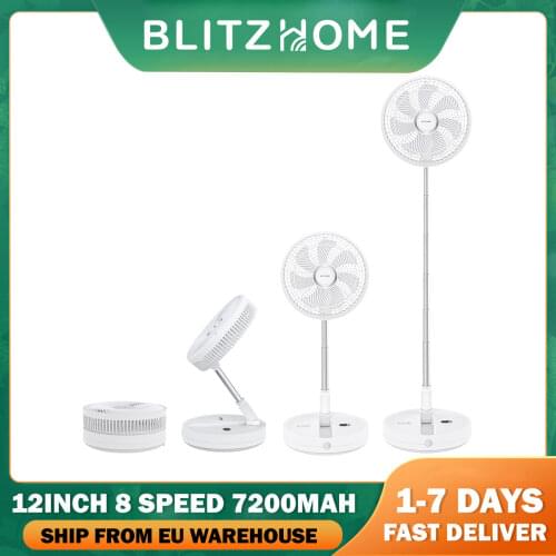 BlitzWolf BW-F1 Foldable Electric Fan Air Purification Cooling Fan Smart Remote Control 8 Wind Speed USB Charging Fan Smart Home