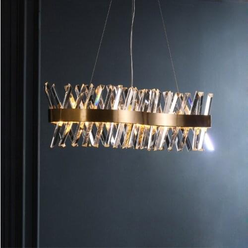 LED Postmodern Gold Crystal Designer Lustre Chandelier Lighting Suspension Luminaire Lampen For Dinning Room