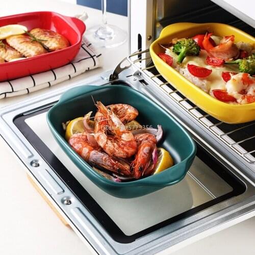 Cheese Baked Rice Plate Household Ceramic Bakeware Oven Microwave Applicable Baking Bowl Plate Tableware Creative Dishes