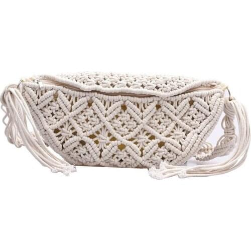 Female Bohemian Summer Braid Fanny Pack Teenager Fashion Beach Crochet Gypsy Tribal Aztec Ibiza Ethnic Waist Pack Bum Belt Bags