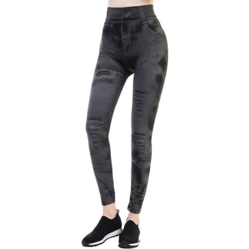 Women New Fashion Classic Stretchy Slim Leggings Sexy Imitation Jean Skinny Jeggings Skinny Pants Big Size Bottoms Hot Sale 2021