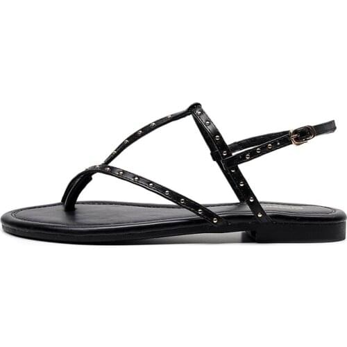 Roman Sandals Female Fairy Wind Network Red Super Fire Ins Tide Simple Cross Straps Flat Bottom 2019 New Summer Rhinestones