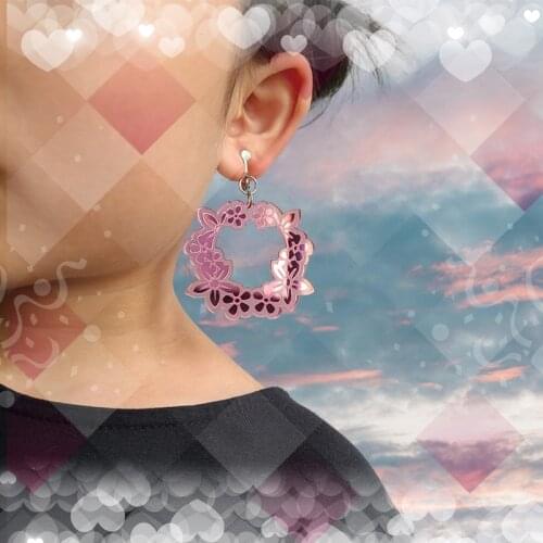 Vintage Y2k Multicolor Harajuku Flower Earrings for Women 90s Aesthetic Acrylic Earrings Hollow Out Fashion Jewelry Accessories