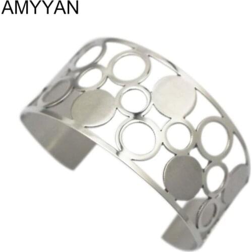 Hollow Out Stainless Steel Bracelet Bangle 6.5cm*5.4cm Wide Cuff Opened Bangles Bracelet Jewelry For Women