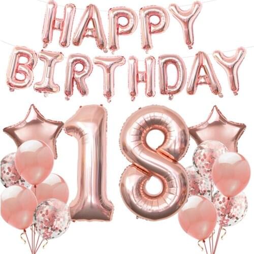 1 Set Adult Birthday Party Decoration Balloons Rose Gold Number Foil Globos Adult 18 21 30 40 50 60 Year Birthday Party Supplies