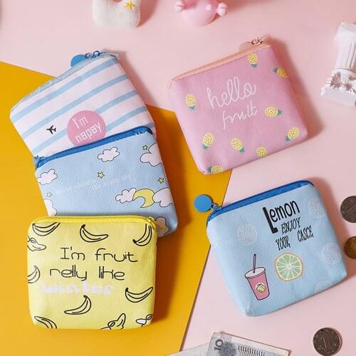 1pc Mini Cartoon Sanitary Napkin Bag Portable Travel Tampon Storage Bag Zipper Toiletry Pouch Earrings Headphone Holder