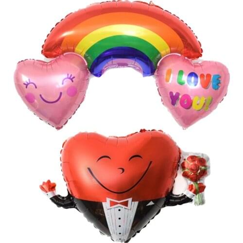 1PC cartoon Love heart rainbow groom balloon Aluminum foil balloon birthday party decorations adult Marriage proposal globos