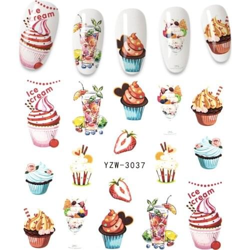 1 piece, delicious cake, cold drink, ice cream, slippery nail art, water sticker, nail sticker, art, tattoo, manicure