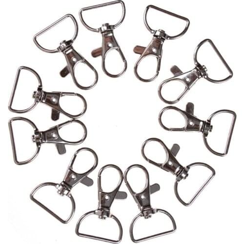 10pcs/set Silver Metal Lanyard Hook Swivel Snap Hooks Key Chain Clasp Clips Lanyard Bag Hardware