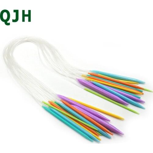 12Pcs/set Length 80cm Top quality Plastic Tube Smooth Nature Circular Knitting Crochet hooks Needles Sets tool