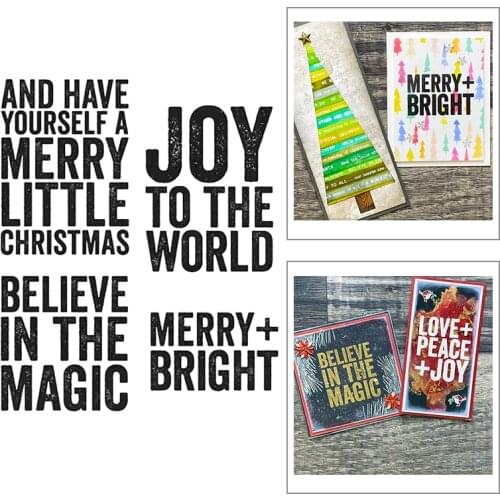 2021 New Sentiment Words Merry Christmas Clear Stamps and Joy Scrapbooking For Crafts Greeting Card Making no Metal Cutting Dies