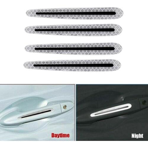 4PCS Night Reflective Strip Car Door Bowl Handle Sticker Safety Distance Decals Universal Scratch-Resistant Reflective Strip New