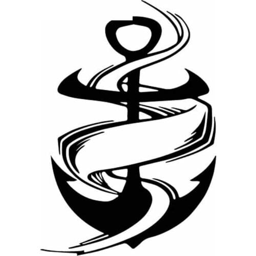 Car Sticker Anchor Sea Ocean Ribbon Boat PVC Luxury Car Decoration Sticker Waterproof Cover Scratch Black/white, 16cm*11cm
