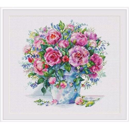 -a bouquet of roses Counted Cross Stitch 11CT 14CT 18CT DIY Cross Stitch Kits Embroidery Needlework Sets