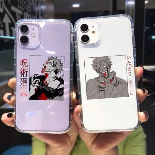 JAMULAR Jujutsu Kaisen Anime Clear Phone Case For iPhone 12 11 Pro X XS MAX XR SE2020 7 8 6 Plus Shockproof Soft TPU Cover Coque
