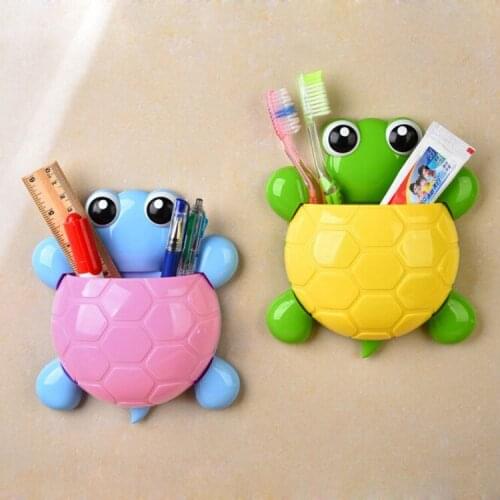 NEW Cute Cartoon Tortoise Shaped Toothpaste Rack Strong Suction Cup Plastic Toothbrush Holder Bathroom Wall Suction Tooth Holder