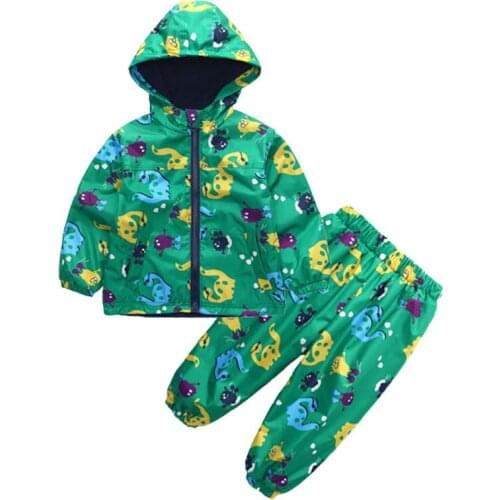 Cute Dinosaur Children Coat Kids Jacket Boys Outerwear Coats Active Boy Windbreaker Girls Baby Clothes Clothing Raincoat Sets