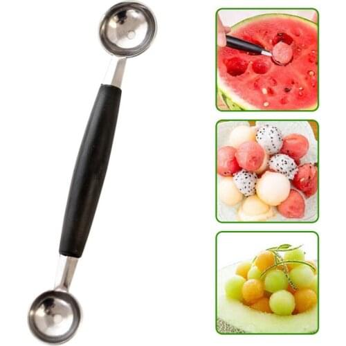 Double-headed Stainless Steel Spoon Watermelon Ice Cream Multi-purpose Spoon Dessert Dig Ball Spoon Fruit Kitchen Accessories