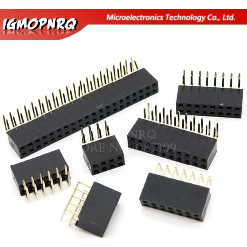 2.54mm R/A Double Row Female 2~40P PCB Board Right angle Pin Header socket Connector Pinheader 2*/4/6/10/20/40Pin For Arduino