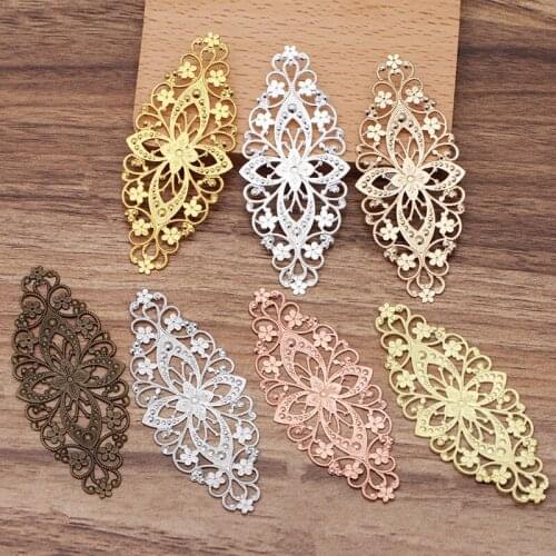 10pcs 35x80mm Metal Brass Sheet Filigree Hollow Flowers Slice Connectors DIY Jewelry Findings