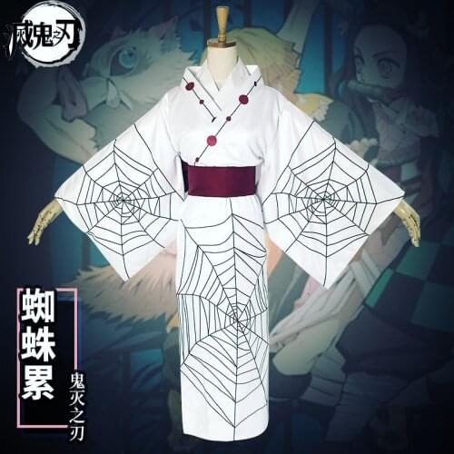 Kimono Robe Cosplay Costume for Girls Women Demon Slayer Kimetsu No Yaiba Rui Halloween Adult Anime Printing Outfit Fancy Dress