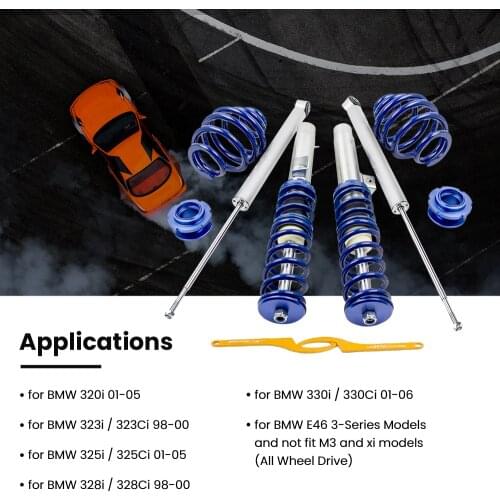 4pcs Coilover Coilovers Kit Shock Suspension for BMW 3 Series E46 320i 328i M3