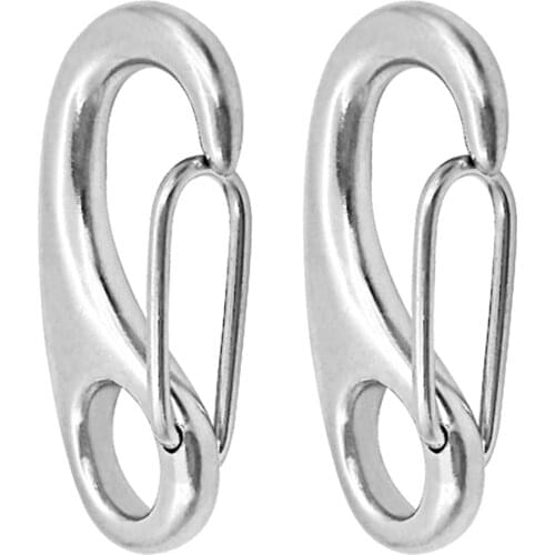 2pcs 5cm 304 Stainless Steel Gate Spring Clip Hook Lobster for Yacht Silver