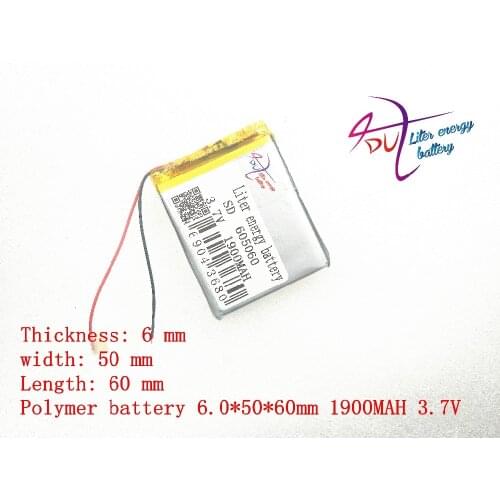 Best battery brand Size 605060 3.7V 1900mah Lithium polymer Battery With Protection Board For MP5 GPS Tablet PC Digital Products