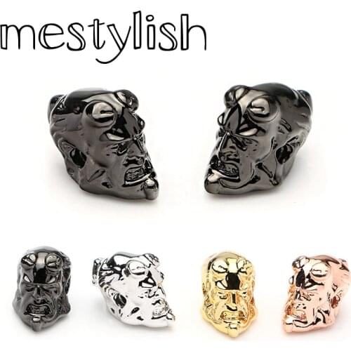 Mestylish 4pcs/Lot Hellboy Spacer Beads Skull DIY Charms Spacer Beads Copper Spacer Bead Bracelet Jewelry Accessories