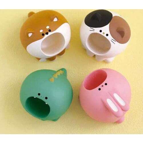 Cute Animal Shape Pen Holder Fadeless Resin Desk Organizer Paper Clip Case Office Storage Accessories Small Ornaments Decor