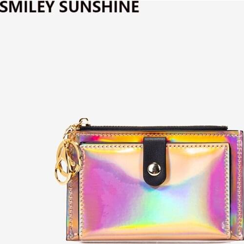 Fashion Holographic Women Wallets Money Bag Slim Thin Small Mini Wallet Pink Female Coin Purse Short Ladies Walet Slim Vallet