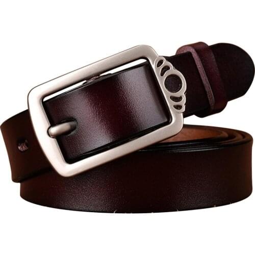 Fashion Design Ladies Decorative Clasp Buckle Metal Cow Genuine Leather 23mm Wide Female Accessories for Women FCO097