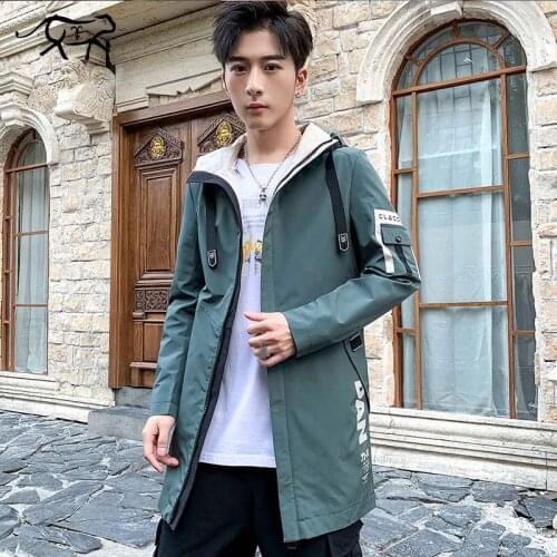 Autumn Winter Mens Brand Jackets Casual Male Overcoats Fashion Solid Designer Hooded Coats Long Trench Streetwear Wind Breaker