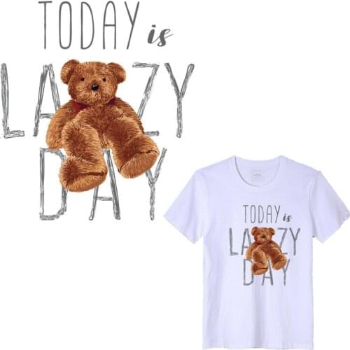 Cute Letter Bear Animals Patches Washable Iron-on Transfers For T-Shirt Children Gift DIY Clothes Stickers Lovely Heat Transfer