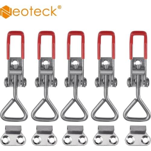 Neoteck 5Pcs Door Cabinet Box Lever Handle Stainless Steel Lockable Toggle Catch Latch Lock Clamp Hasp Toggle Latch Lock Tools