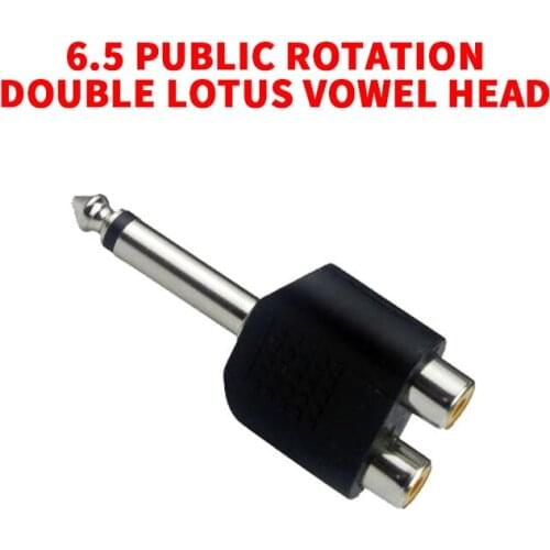 New 6.5mm Turn Double Lotus Adapter Microphone Guitar Stereo Audio Jack Plug Mixer 6.5 Pairs Of RCA Female AV Mono Interface
