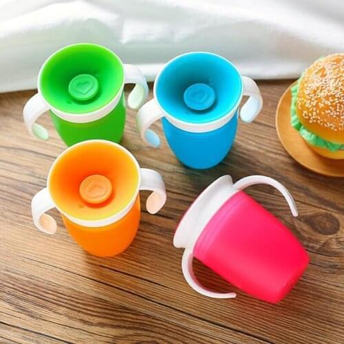 New Kawaii 240ml Cups High Quality Baby Cups Can Be Rotated Baby Learning Cup Drinking Leak Proof Child Cup Water Bottle